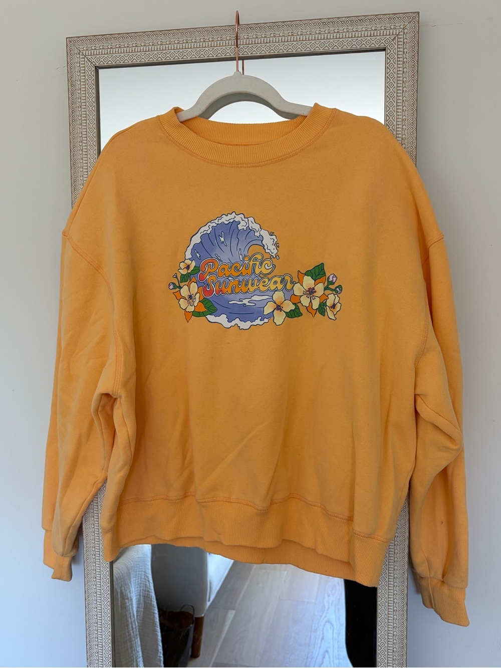 Pacific Sunwear Yellow Graphic Wave Sweatshirt